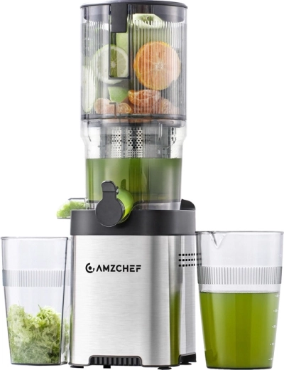 AMZCHEF Slow Juicer mit Kaltpressung und extra großer Einfüllöffnung (142 mm)