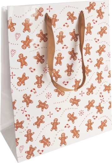 Sac cadeau en papier motif pain d’épices 18 × 10 × 23 cm