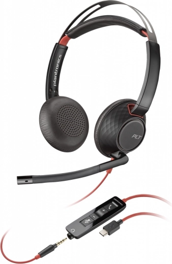 Poly Blackwire 5220 USB-C Kopfhörer mit 3,5 mm Buchse und USB-C/A Adapter