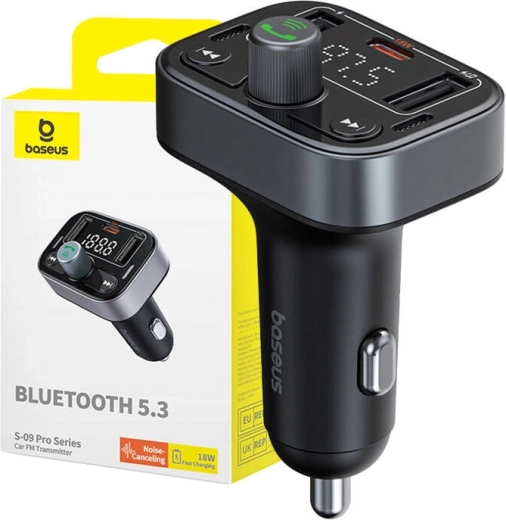 Baseus S-09 Pro Bluetooth-FM-Transmitter fürs Auto (schwarz)