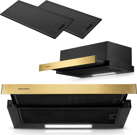 Berdsen telescopic under-cabinet cooker hood 60 cm black-gold