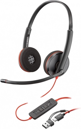 Stereo hoofdtelefoon Blackwire 3220 met USB-C + USB-C/A Adapter