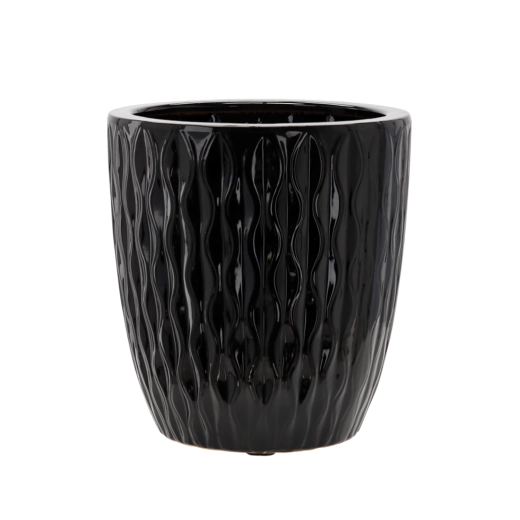 Ceramic flower pot cover 32 × 32 × 35.5 cm black gloss