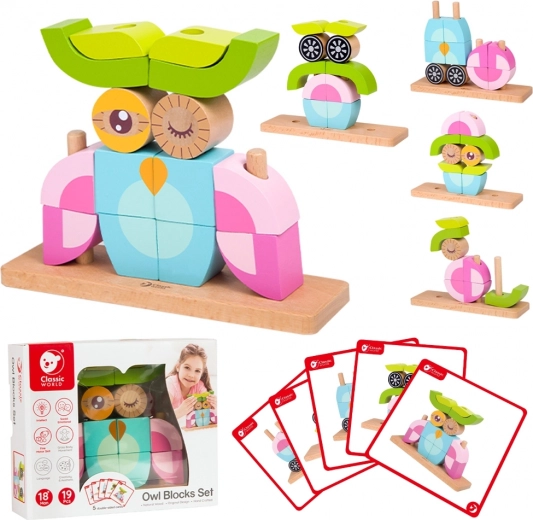 Creatieve houten 3D-blokken uil CLASSIC WORLD
