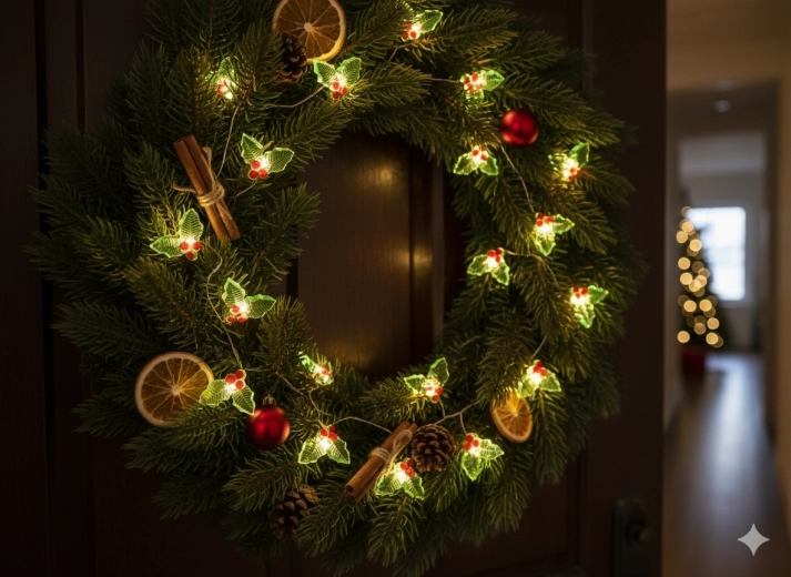 Ambiance de Noël féerique avec une lumière chaude
