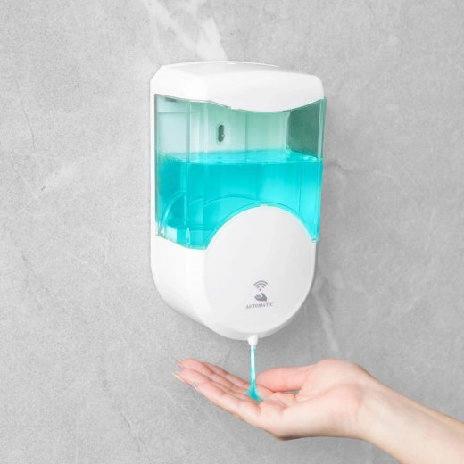 Automatischer wandmontierter Seifenspender 600 ml, batteriebetrieben, weiß