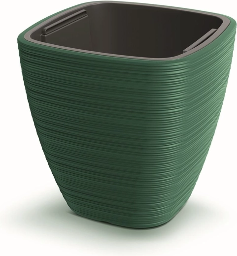 Vena Square Planter 38.8 cm dark green with insert