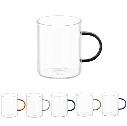 Lot de 6 verres avec anse 440 ml, assortiment de couleurs