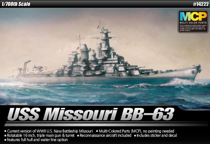 USS Missouri BB-63 1/700 plastic model van slagschip