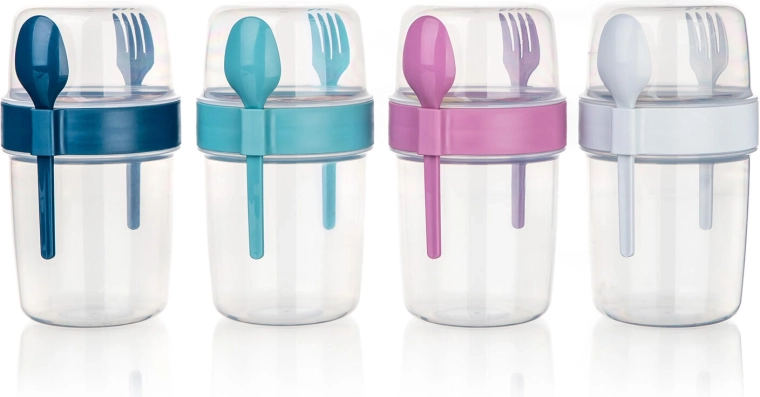 Culinaria Round Snack Container with Cutlery