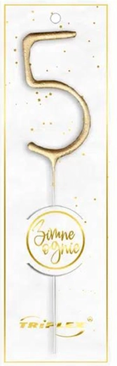 Wunderkerze Zahl 5 gold 16,5 cm