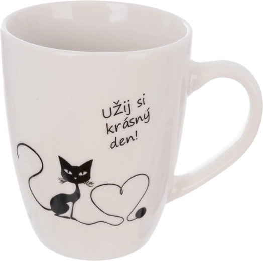 Porcelain mug with a cat and the text “enjoy…” 380 ml
