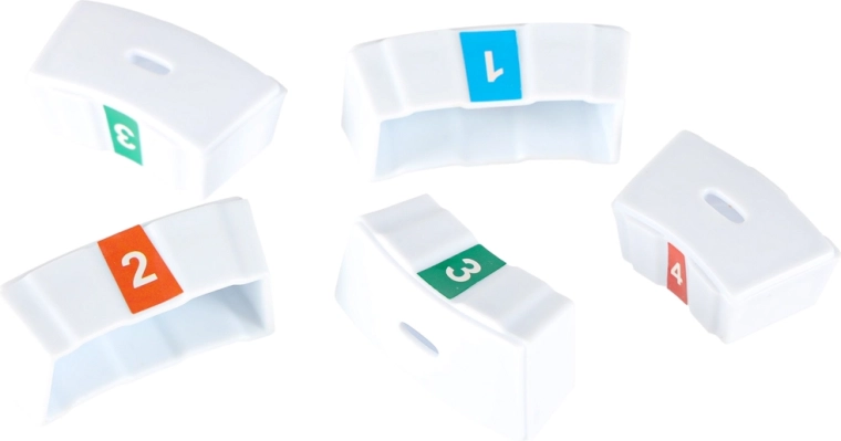 Pièces numérotées et colorées