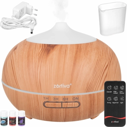 Zortiva ultrasonic aroma diffuser and air humidifier 400 ml with remote control