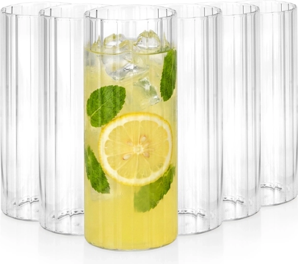 Vilde ribbed drinking glasses 460 ml, set of 6