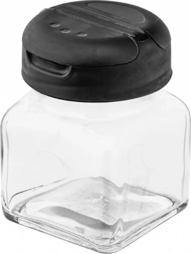 Glass spice jar with flip-top lid 120 ml black