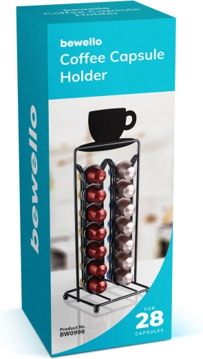 Neat storage for up to 28 capsules