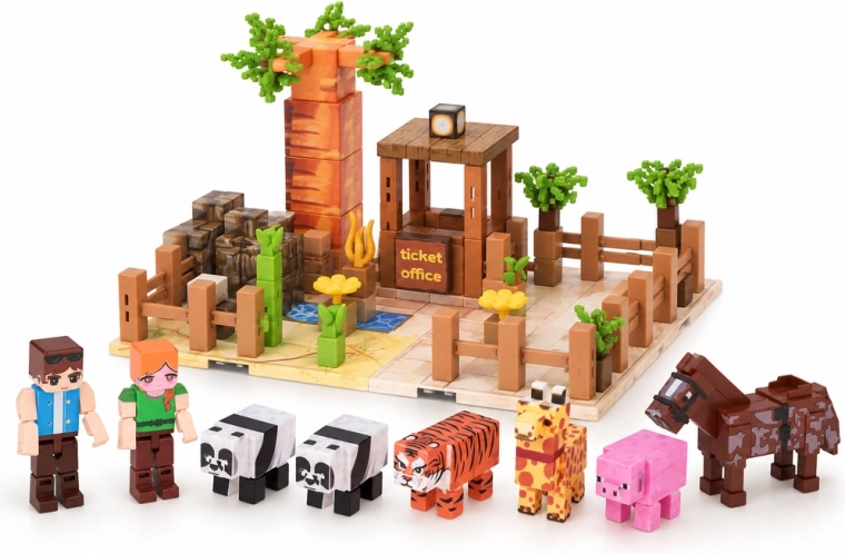 Zooscène met dieren en figuren