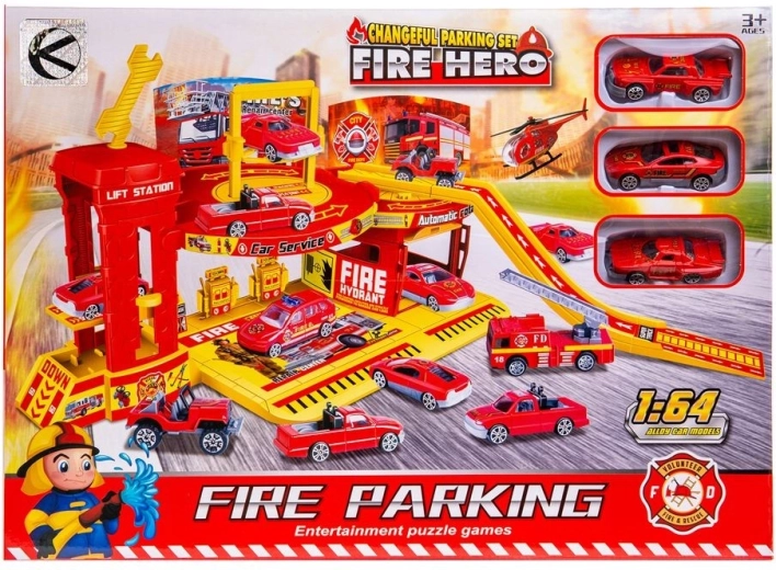 Feuerwehr-Parkgarage mit 3 Autos – 1 Stück
