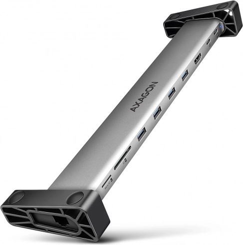 Axagon HMC-10HLS hub USB-C 9-en-1 avec HDMI 4K/60 Hz, GLAN, lecteur de cartes et PD 100 W