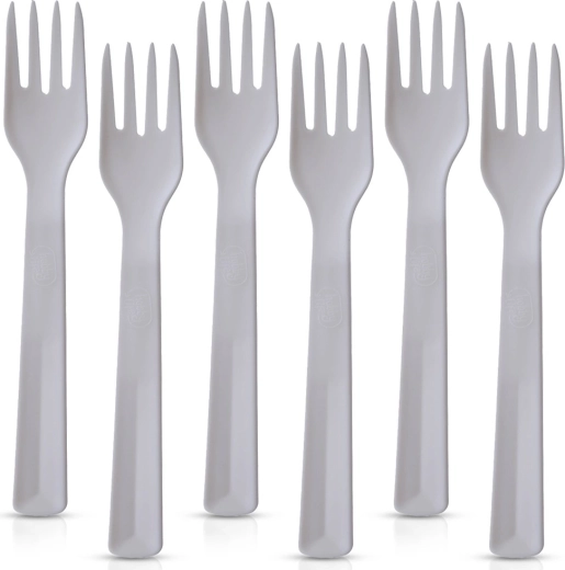 SANDY plastic dinner forks, grey, 18 cm, 6 pcs