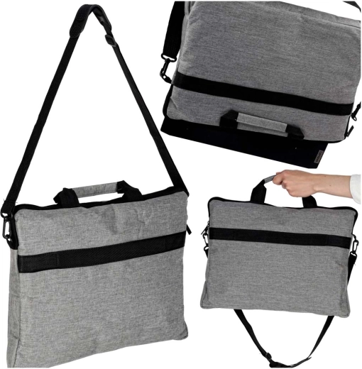 Gray laptop bag for laptops up to 15.6 inches with detachable shoulder strap