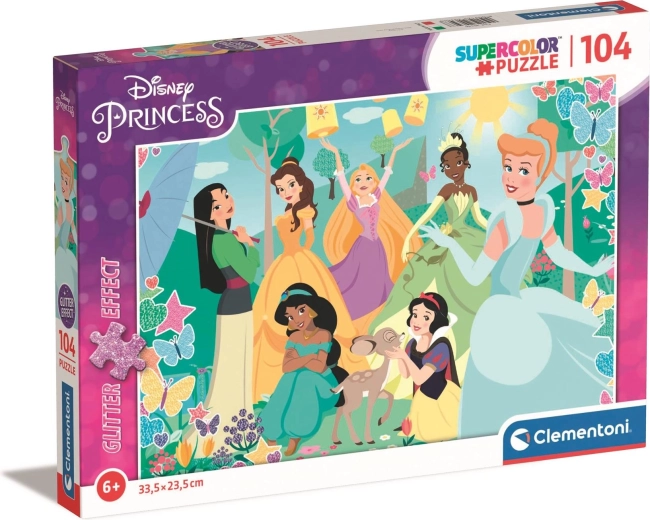 Clementoni glinsterende puzzel Disney prinsessen in de tuin 104 stukjes