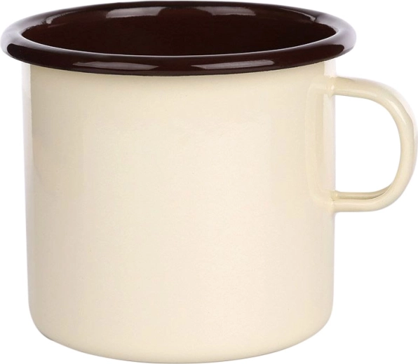 Silesia enamel mug 0.45 l, cream with dark interior