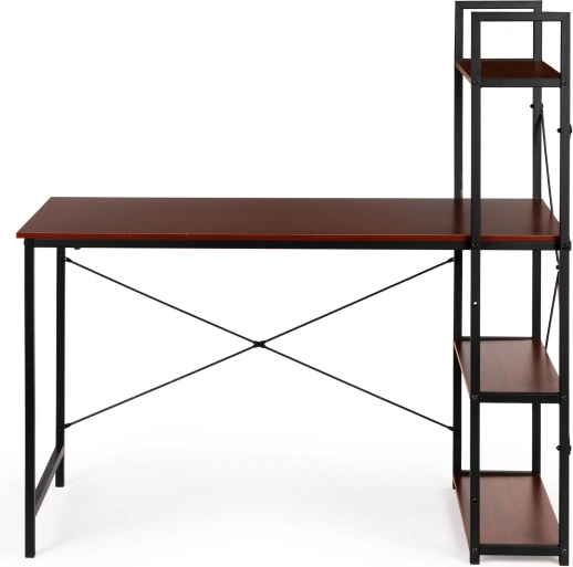 Bureau informatique en bois avec étagères loft