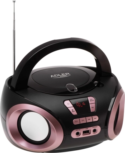 Boombox portable avec cd/mp3 et radio fm adler ad 1181, noir-cuivré