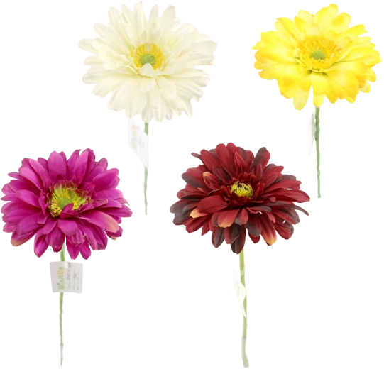 Artificial gerbera on stem 56 cm, mixed colors, 60 pcs