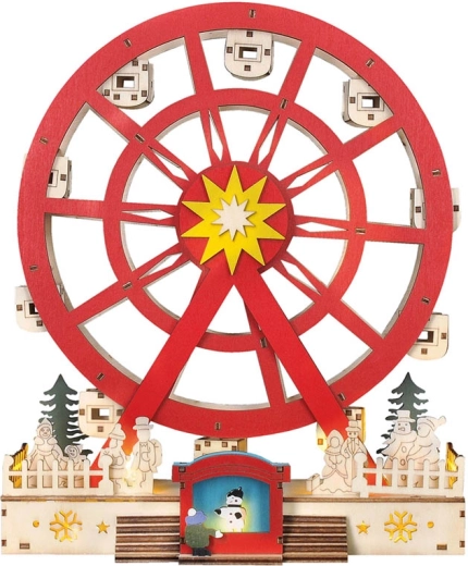 Solight LED houten kerstcarrousel, draaibaar, 7 LED, 30 cm