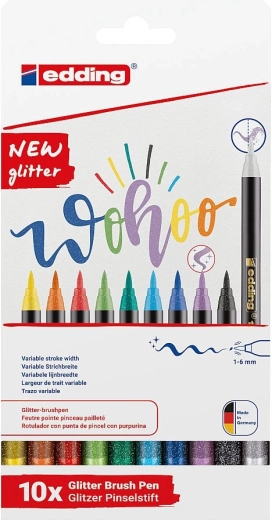 Edding 1340 glitter brush marker – set of 10 pcs