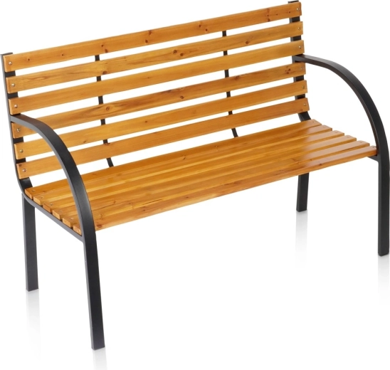 Vilde Gartenbank aus Holz mit Metallgestell 122 × 51 × 83,5 cm