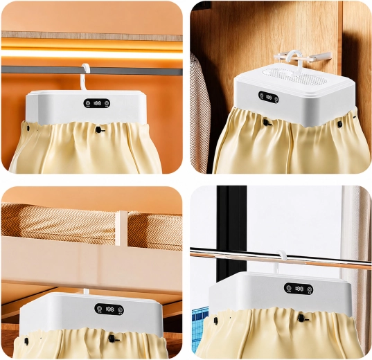 Drying in a wardrobe and on a hanger