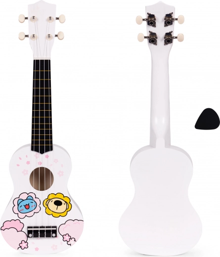 Ukulélé en bois pour enfants avec 4 cordes en nylon et médiator ECOTOYS