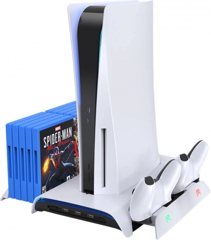 Station de refroidissement et chargeur pour PS5 KIWI HOME PB01 blanche