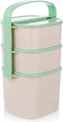 Ménagère à nourriture en plastique à 3 étages 2 l + 2× 1,15 l