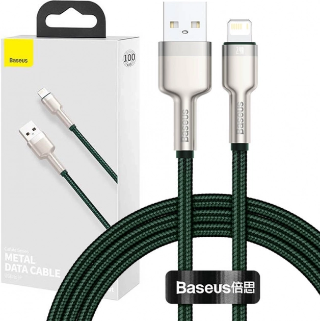 USB-Kabel Lightning BASEUS Cafule 1 m, 2,4 A – grün