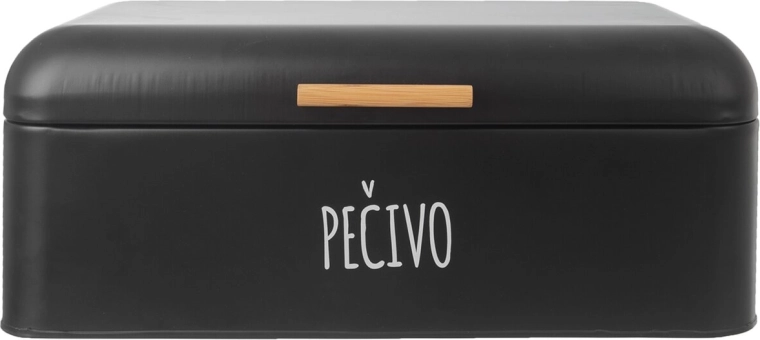 Black bread bin with bamboo lid