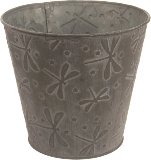 Jardinière décorative en tôle avec motif balances, grise 15 × 15 × 13 cm