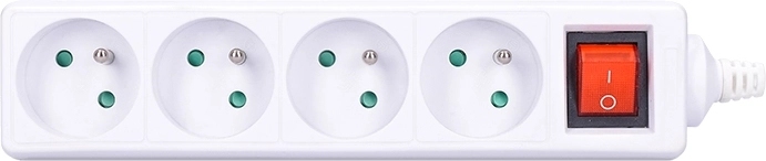 Solight meervoudige contactdoos met schakelaar, 4 stopcontacten