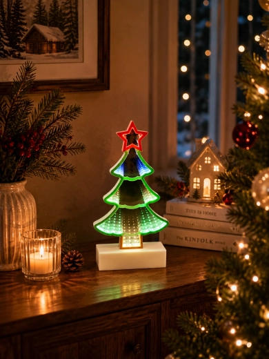 Christmas 3D decoration – tree with Infinity LED infinite mirror effect - 1 piece