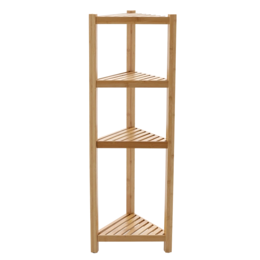 Bambus-Eckregal mit 4 Ablagen 34 × 34 × 99 cm