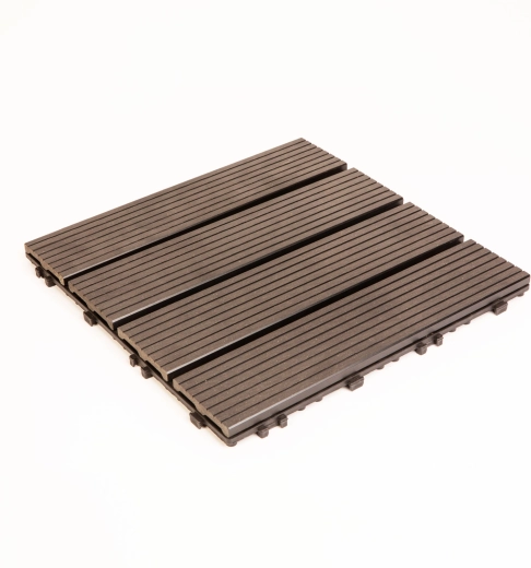 WPC-vloertegels met 4 lamellen 30 × 30 cm, zwart, 11 stuks