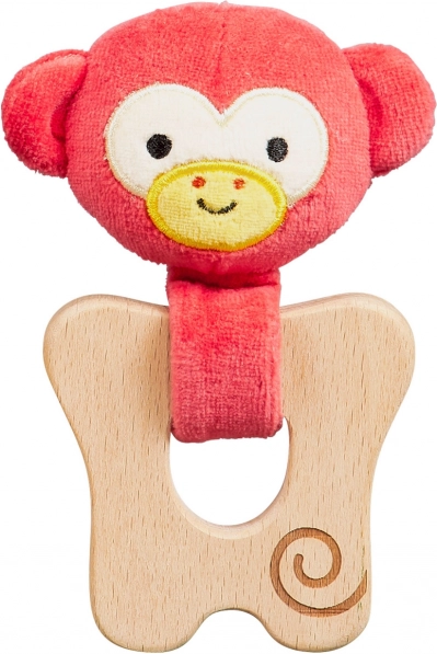 Petit Collage Monkey Teether from Organic Cotton and Wood