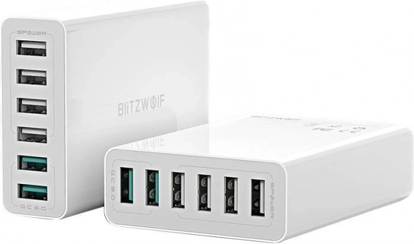 Chargeur USB 6 ports BlitzWolf QC 3.0, 60W blanc