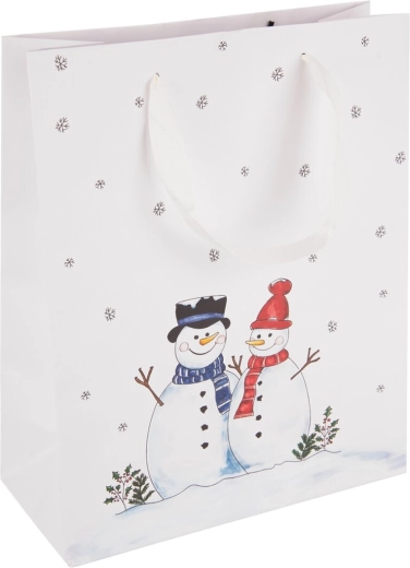 Sac cadeau en papier avec motif bonhomme de neige 26 × 12 × 32 cm