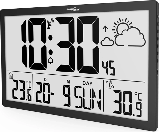 Multifunktionale LCD-Wanduhr mit DCF-Synchronisation