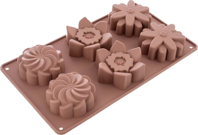 6 cavities with a detailed floral pattern